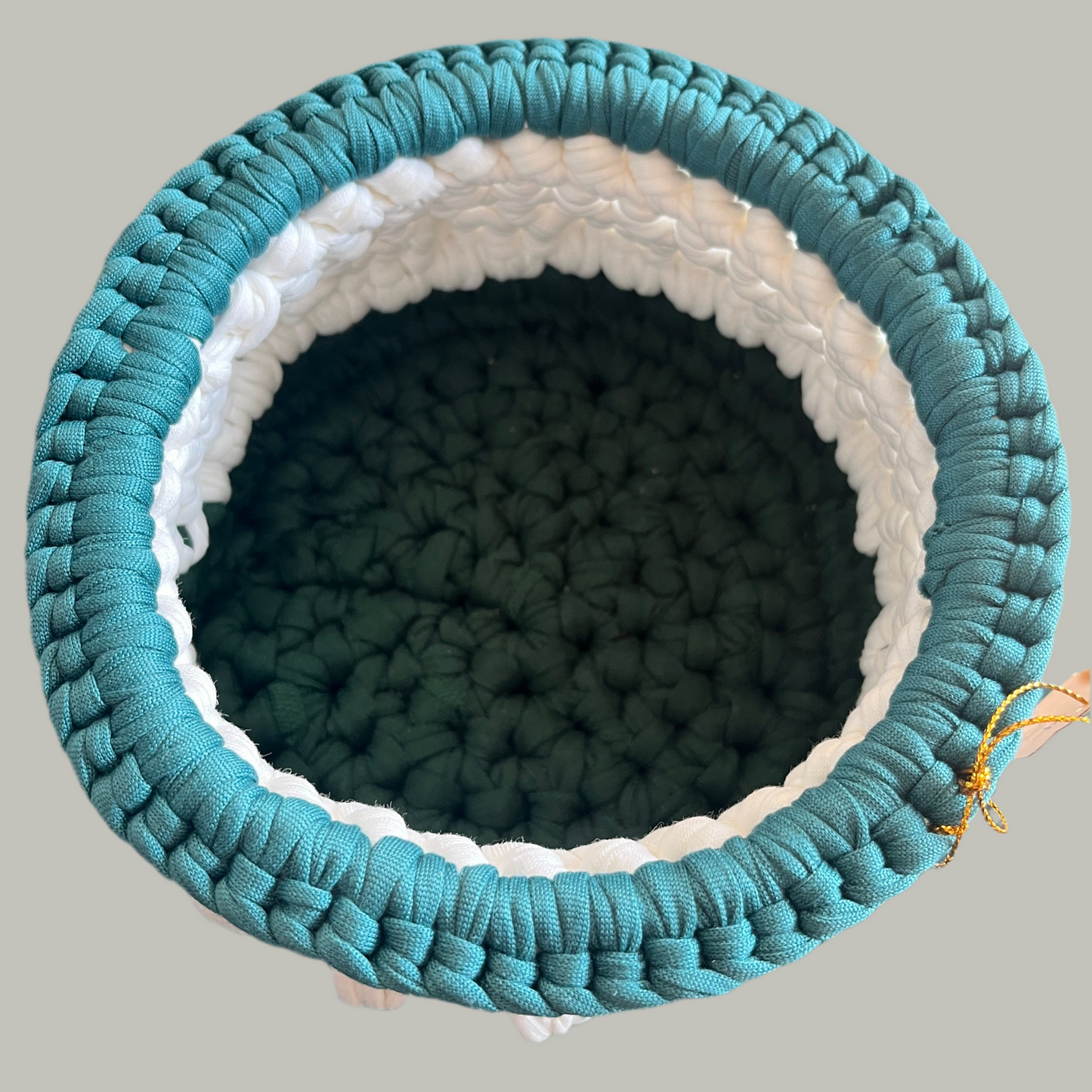 Green and white basket