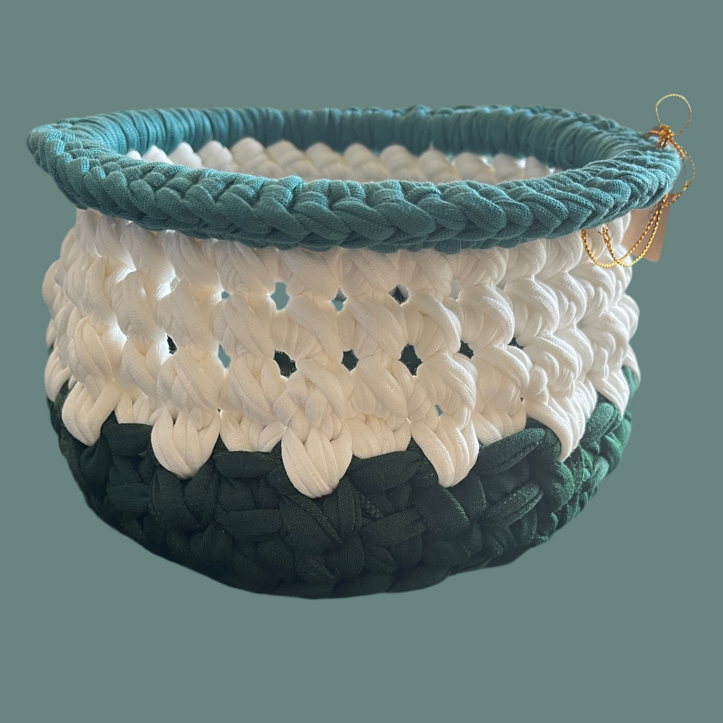 Green and white basket