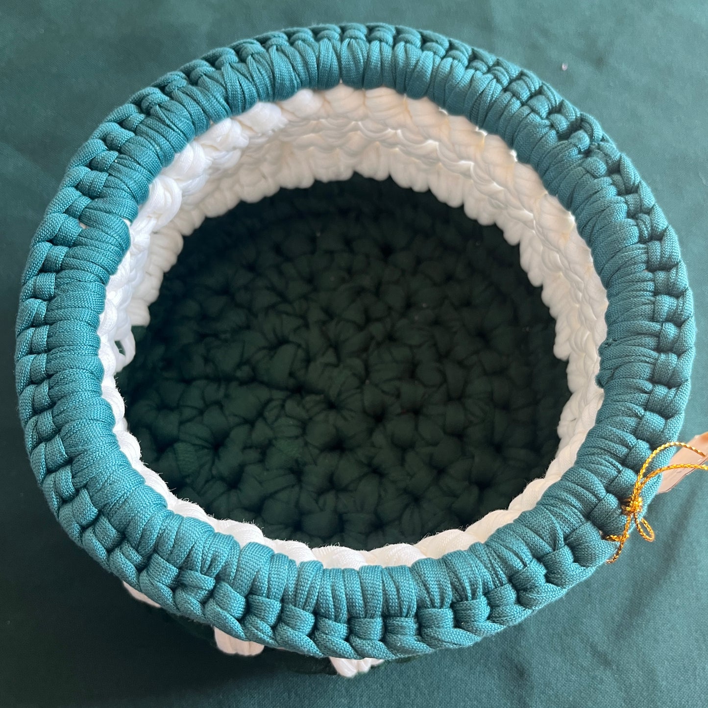 Green and white basket