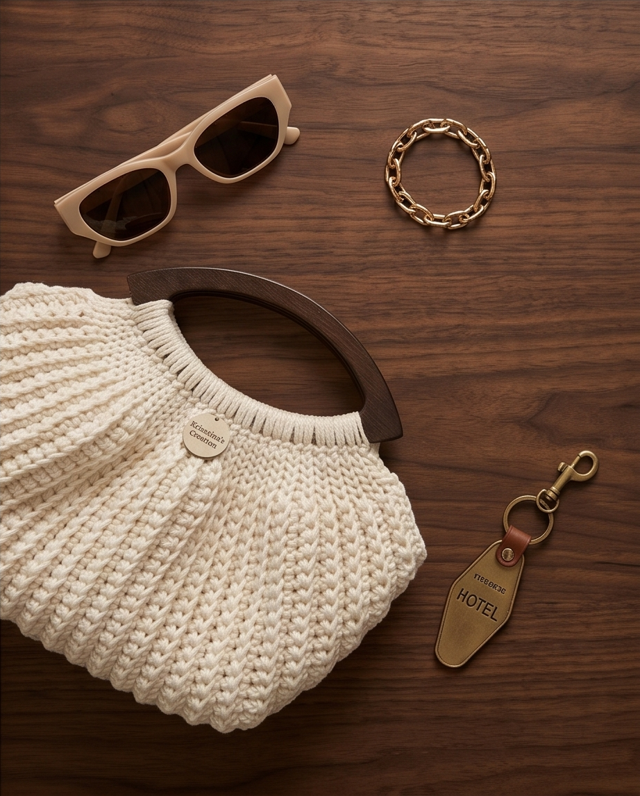 Krisztina’s Creation Ivory Curve Crochet Bag– Handmade Everyday Handbag