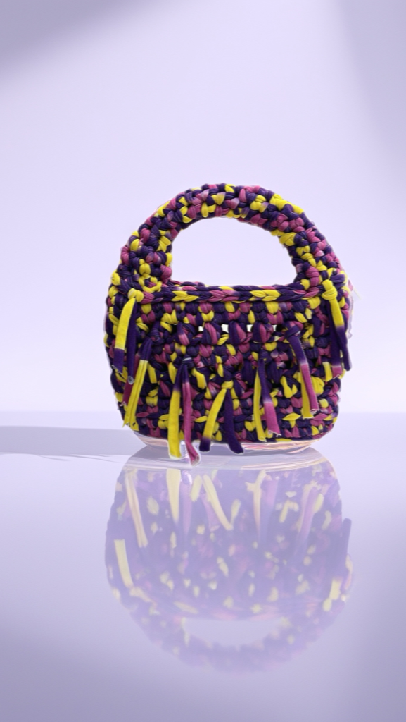 Vibrant purple-yellowish handbag for teens