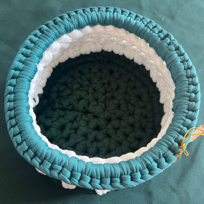 Green and white basket