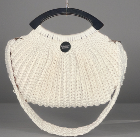 Krisztina’s Creation Ivory Curve Crochet Bag– Handmade Everyday Handbag
