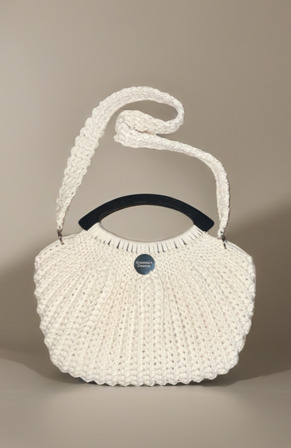Krisztina’s Creation Ivory Curve Crochet Bag– Handmade Everyday Handbag
