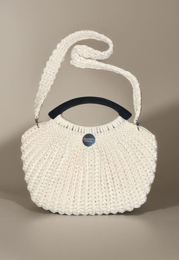 Krisztina’s Creation Ivory Curve Crochet Bag– Handmade Everyday Handbag