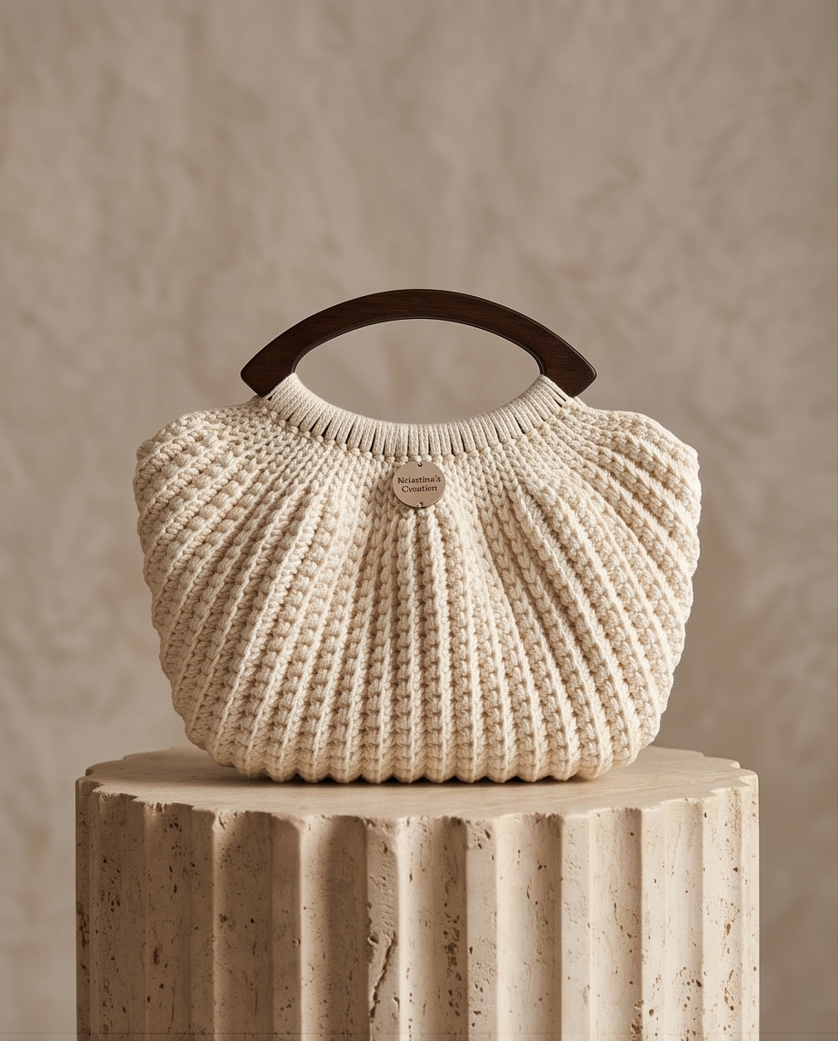 Krisztina’s Creation Ivory Curve Crochet Bag– Handmade Everyday Handbag