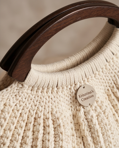 Krisztina’s Creation Ivory Curve Crochet Bag– Handmade Everyday Handbag