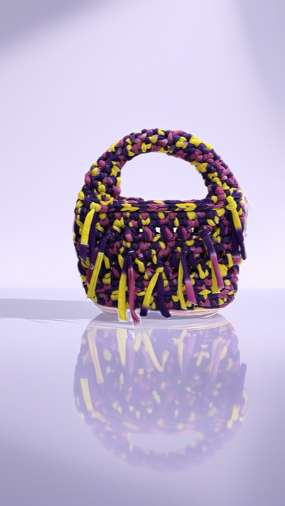 Vibrant purple-yellowish handbag for teens